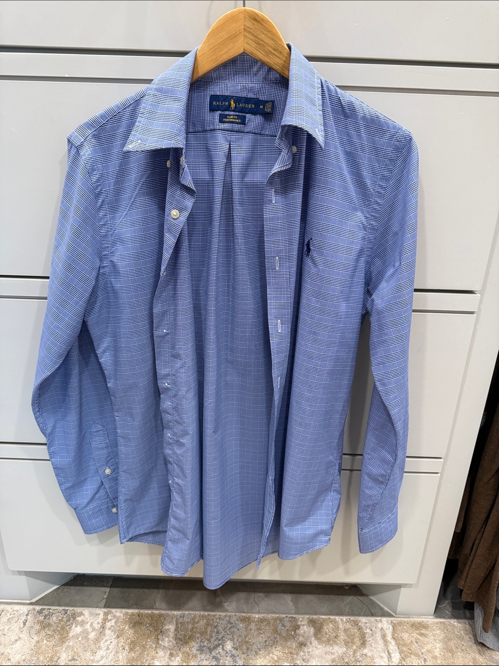 Ralph Lauren Light Blue Windowpane Dress Shirt - Men's
